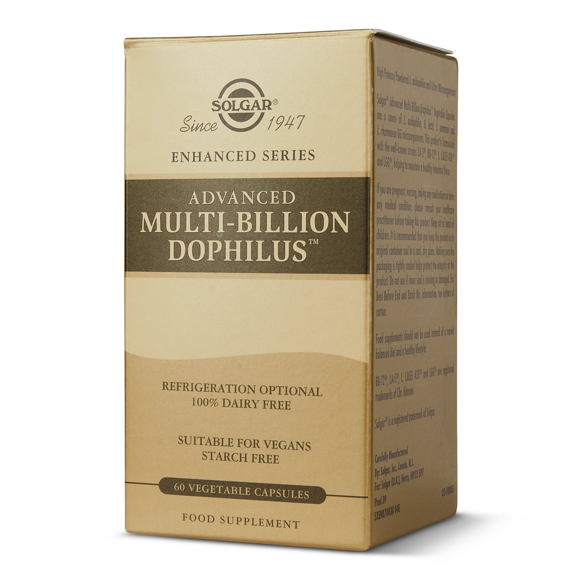 Box of Solgar Advanced Multi-Billion Dophilus supplement on a white background