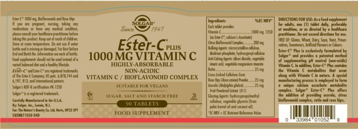 Solgar - Ester-C® Plus 1000 mg Vitamin C 90 Tablets