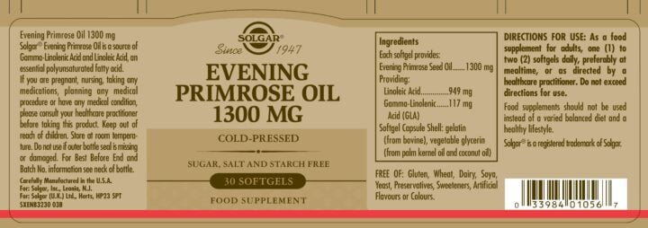 Solgar - Evening Primrose oil 1300mg 30 softgels