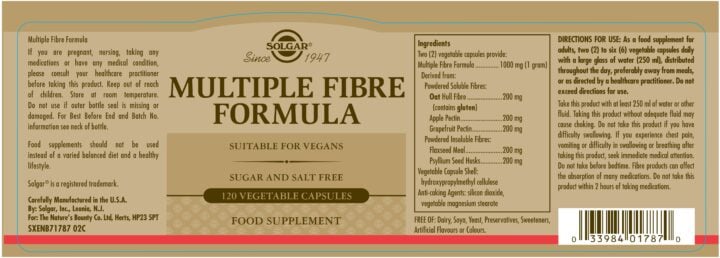 Solgar - Multiple Fibre Formula Vegetable Capsules
