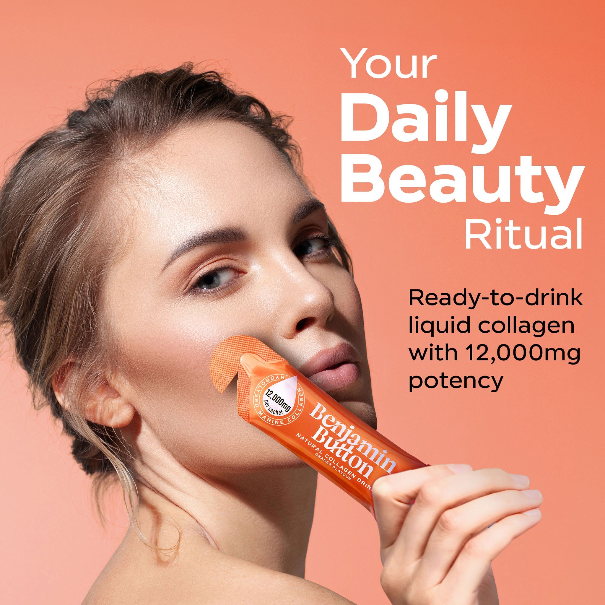 Benjamin Button 12,000mg Marine Collagen Drink - Orange Liquid Sachets
