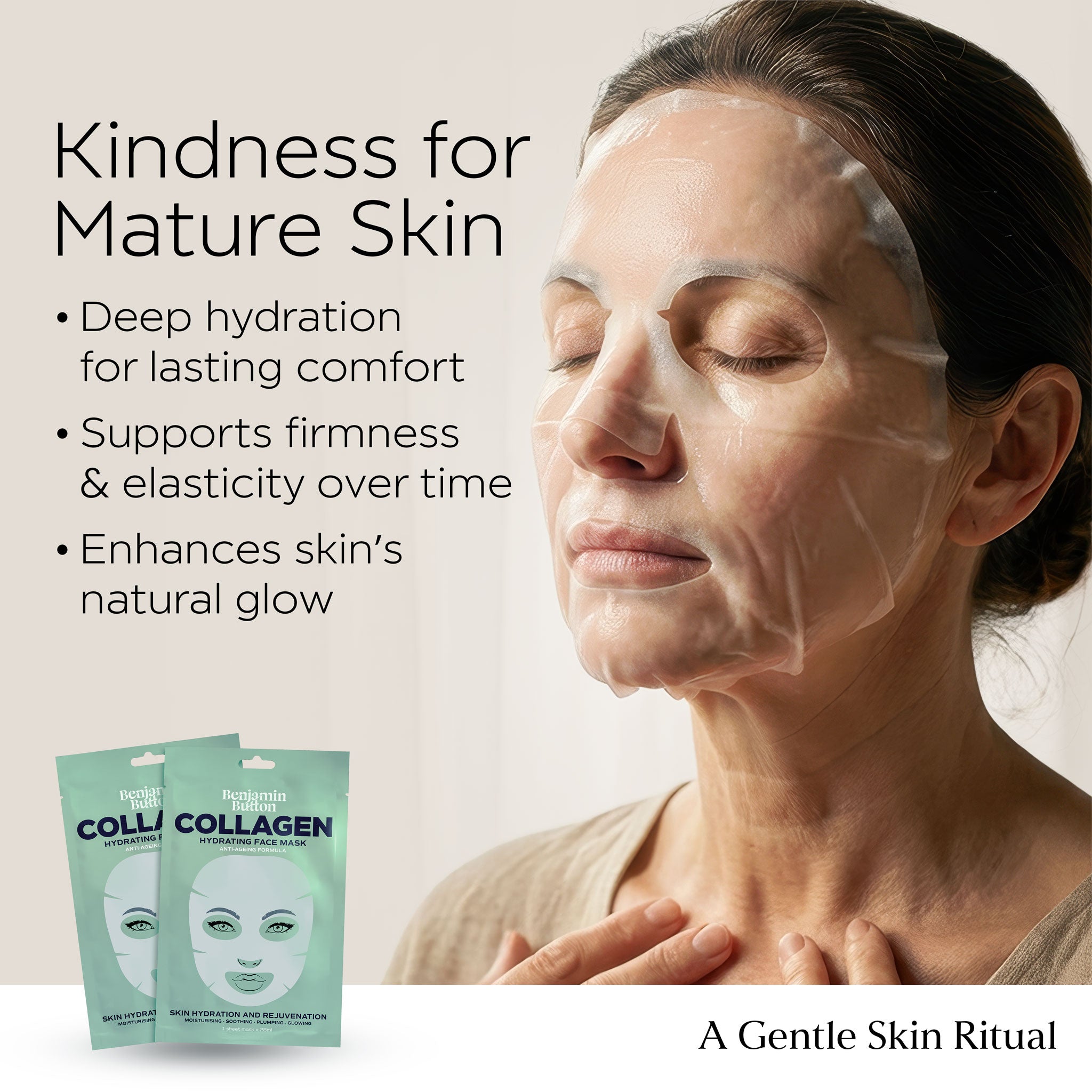 Collagen Hydrating Face Mask - Marine Collagen Sheet Mask - 5 Pack