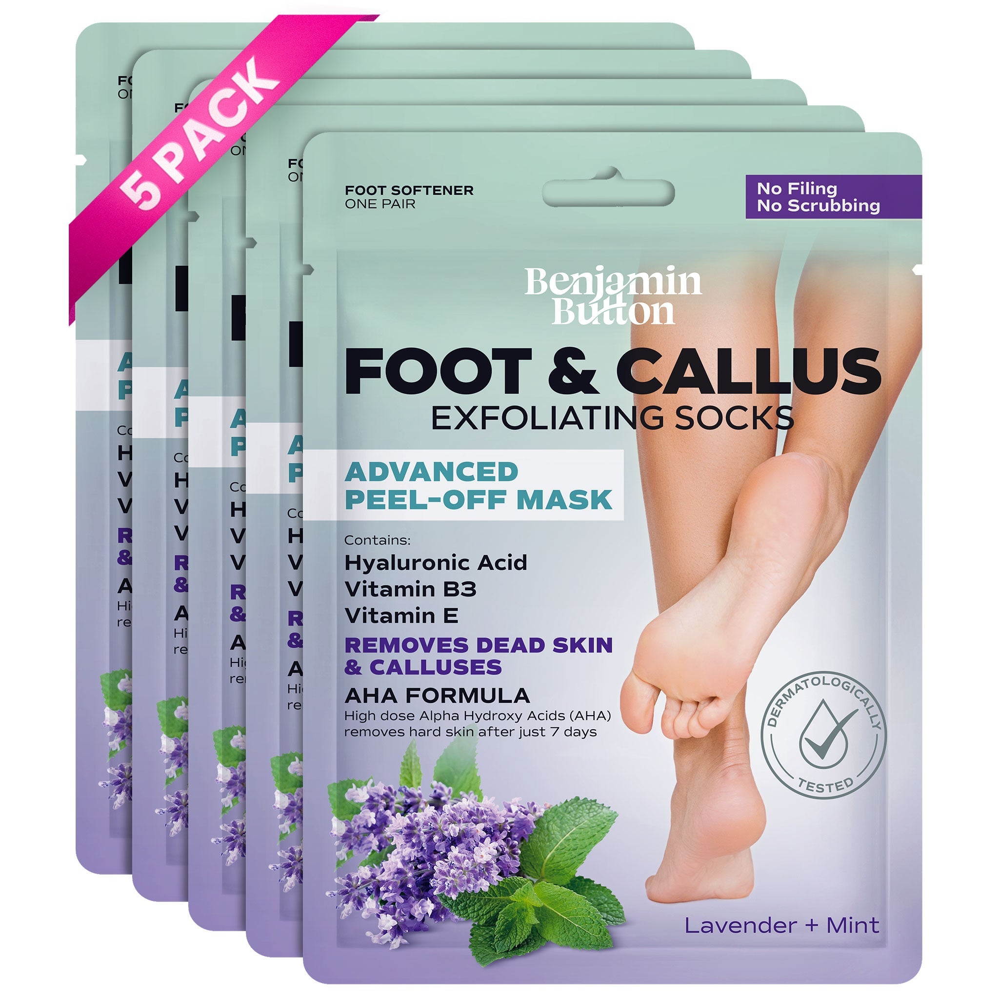 Exfoliating Foot Peel Mask – AHA Foot Peeling Mask – 5 Pack