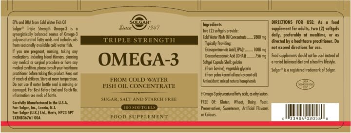Solgar - Omega-3 Triple Strength 100 Softgels