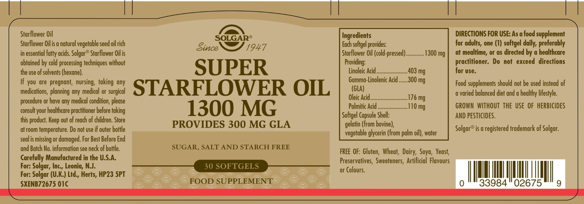 Solgar - Super Starflower Oil 1300 mg
