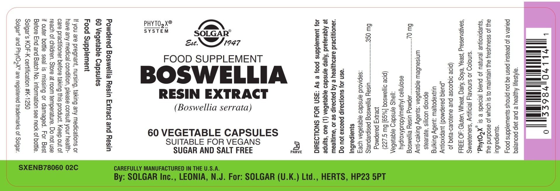 Boswelia Resin Extract 60