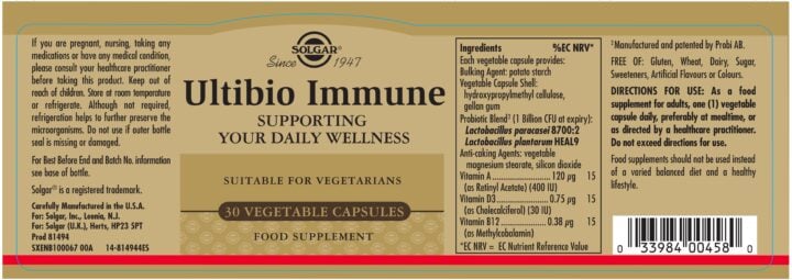 Solgar - Ultibio Immune Veg Capsules