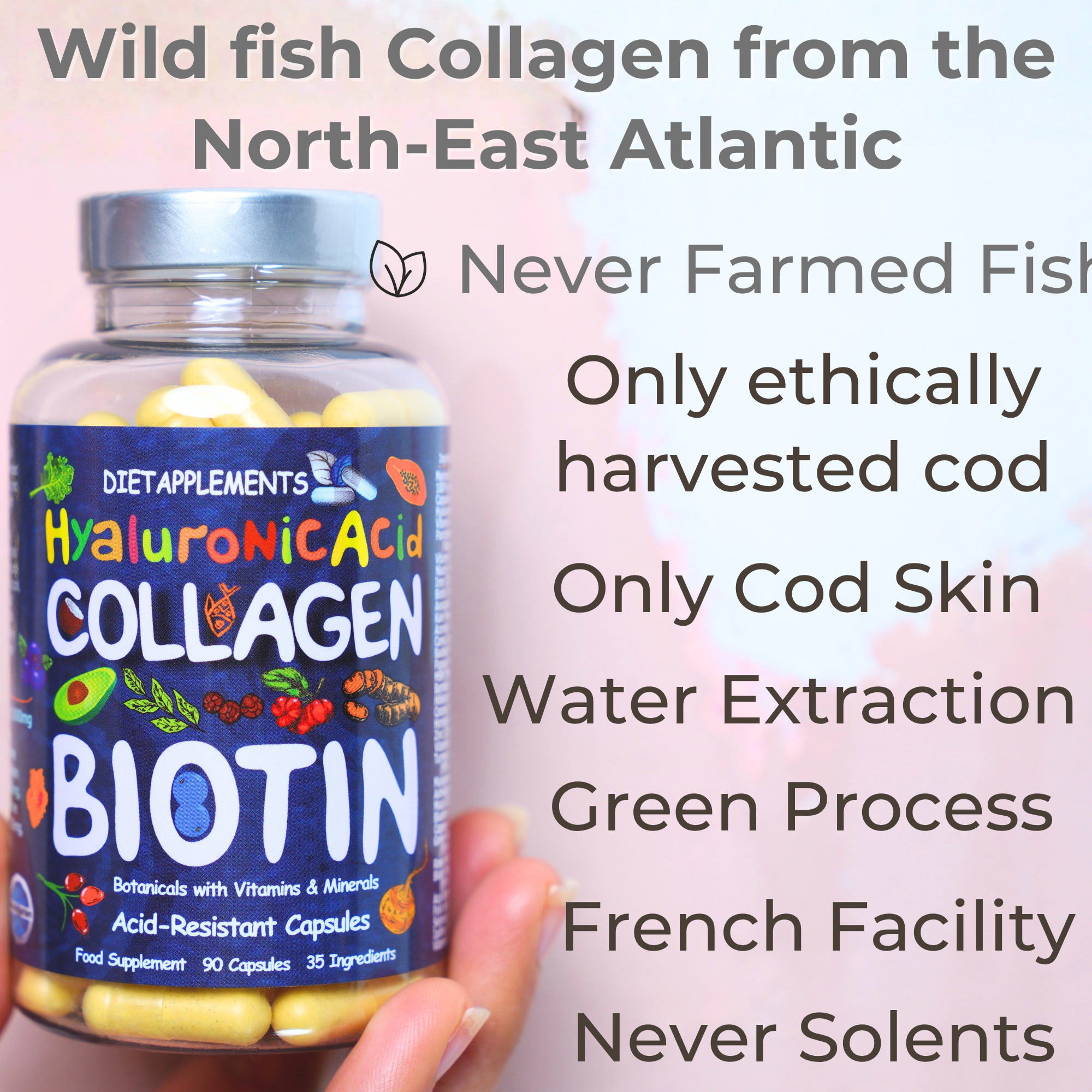 Complete Hair, Skin, Nails Supplement! Marine Collagen, Hyaluronic Acid, Biotin, Vitamins, Minerals, Superfood - 35 Ingredients