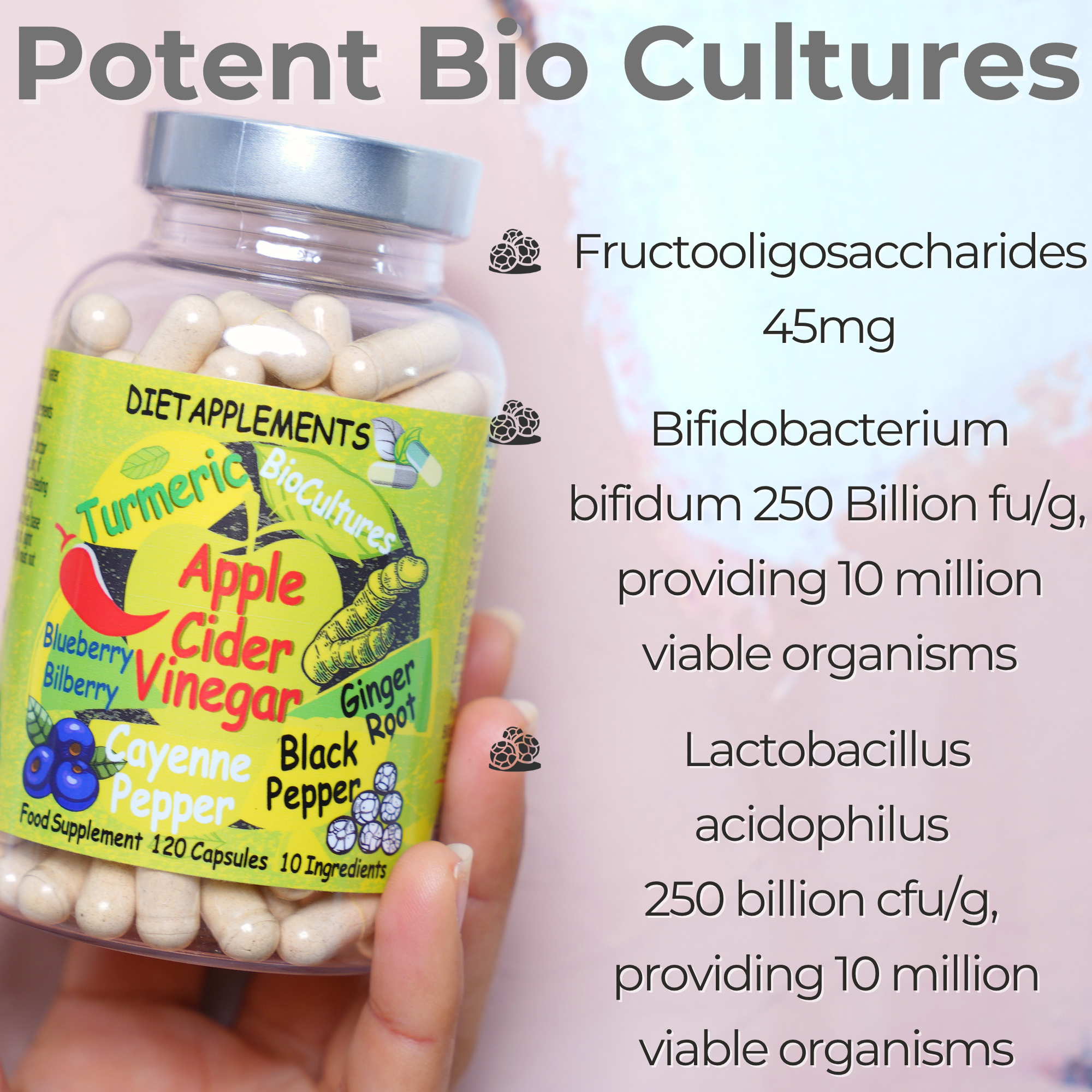 Apple Cider Vinegar with the Mother, Superfood, Biocultures & Berries Complex
