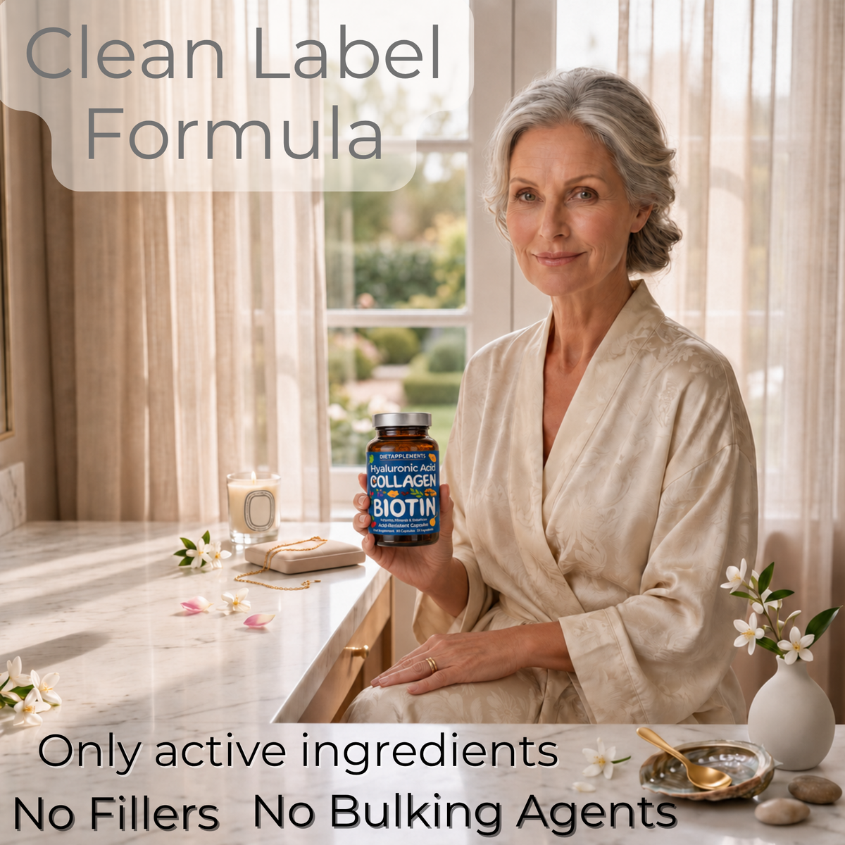 Complete Hair, Skin, Nails Supplement! Marine Collagen, Hyaluronic Acid, Biotin, Vitamins, Minerals, Superfood - 35 Ingredients