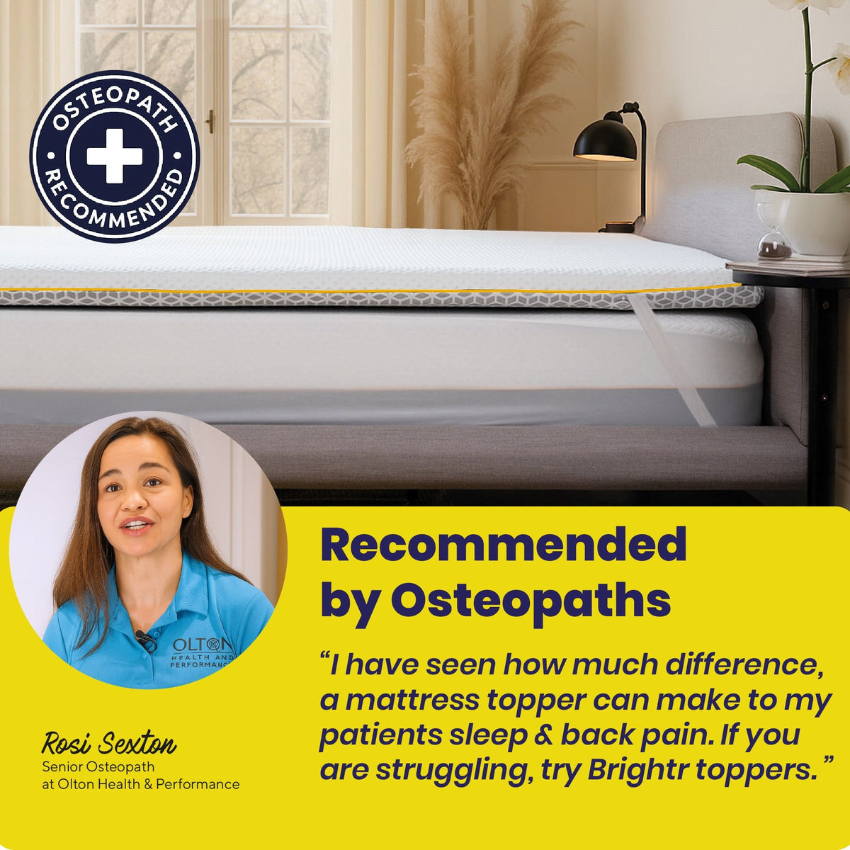 Brightr® Aurora Deluxe 2 in 1 Best Memory Foam mattress topper - Medium Firm