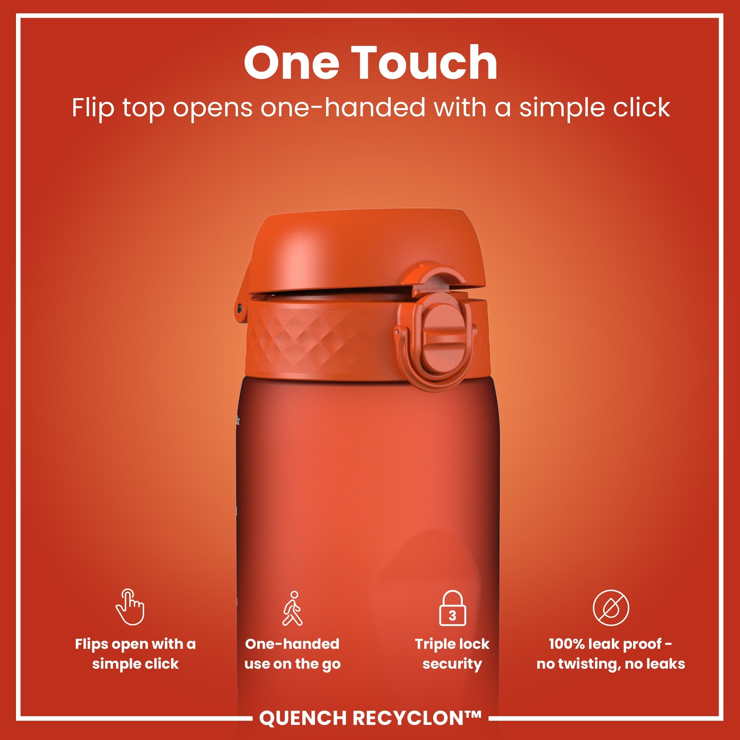 Leak Proof 1 litre Water Bottle, Recyclon, Hearty Orange, 1L