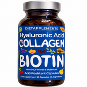 Complete Hair, Skin, Nails Supplement! Marine Collagen, Hyaluronic Acid, Biotin, Vitamins, Minerals, Superfood - 35 Ingredients