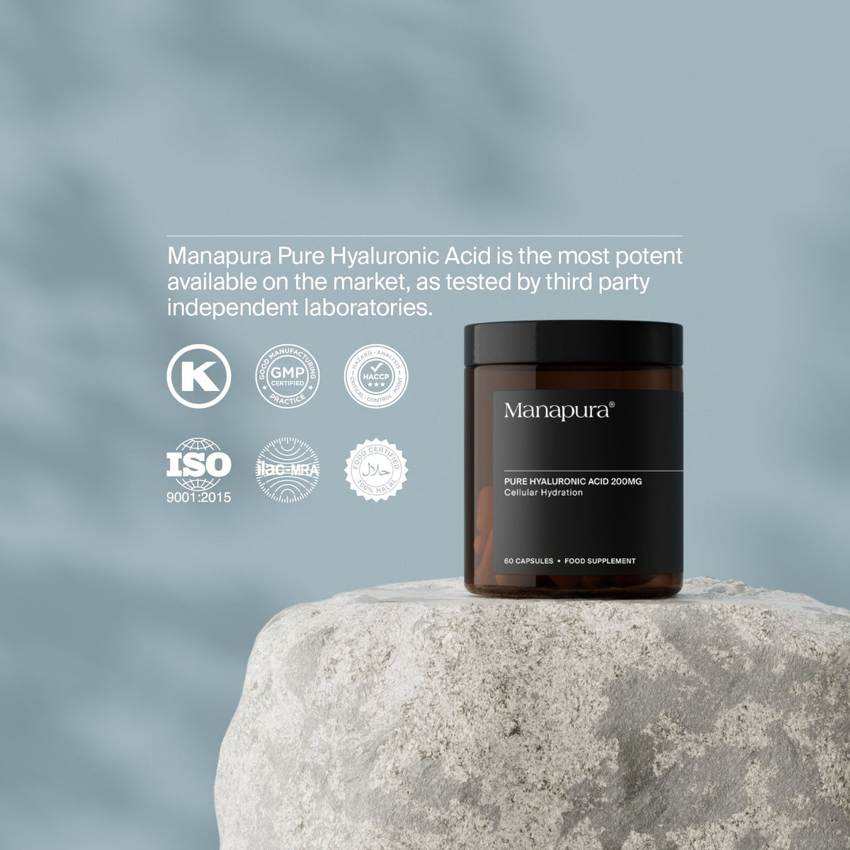 Manapura Pure Hyaluronic Acid Supplement | High-Strength Skin Hydration