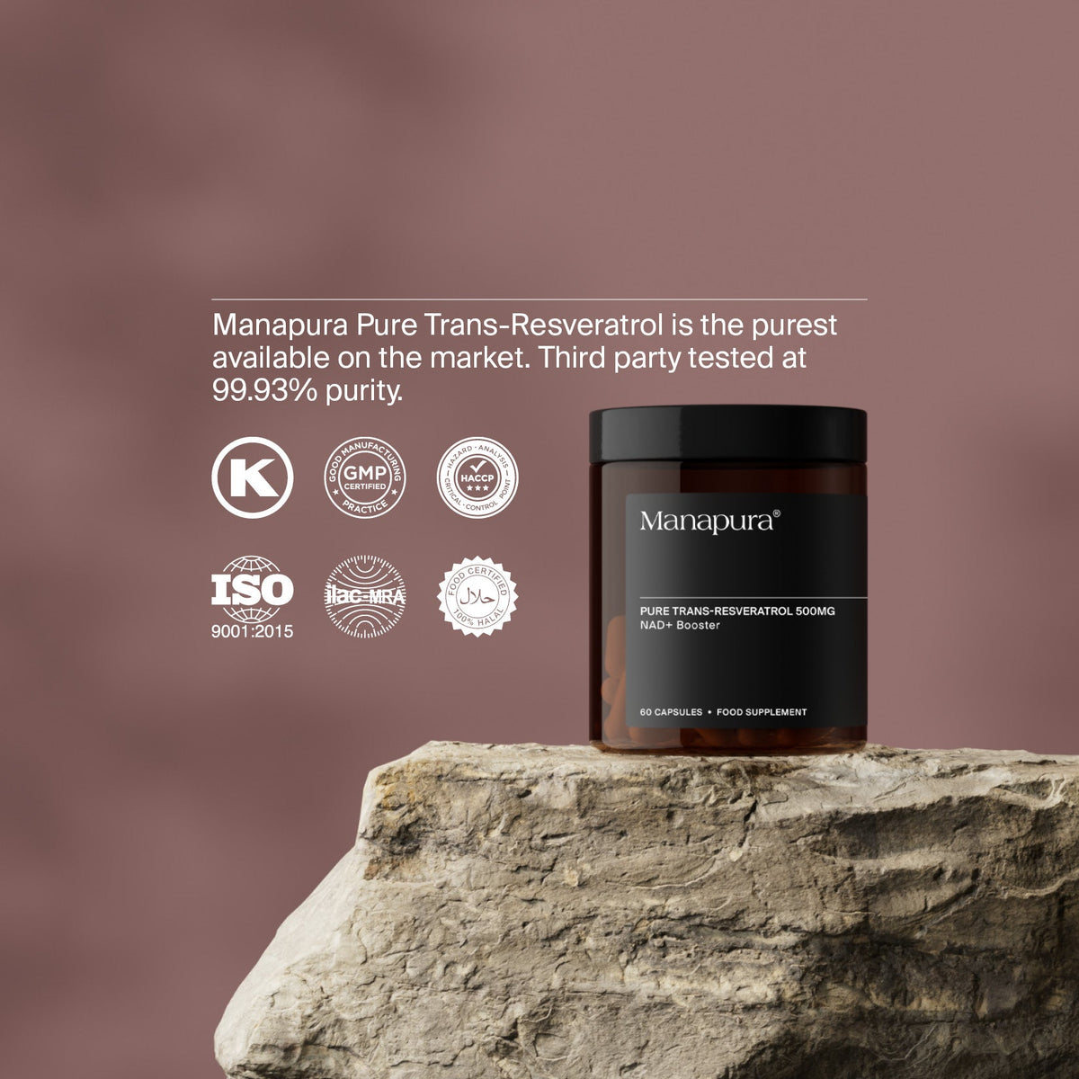Manapura Pure Trans-Resveratrol Supplement | Sirtuin Activator for Longevity & Antioxidant Defence