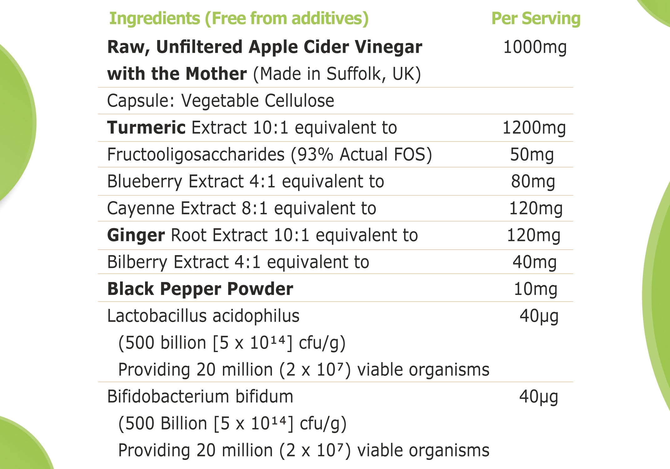 Apple Cider Vinegar with the Mother, Superfood, Biocultures & Berries Complex