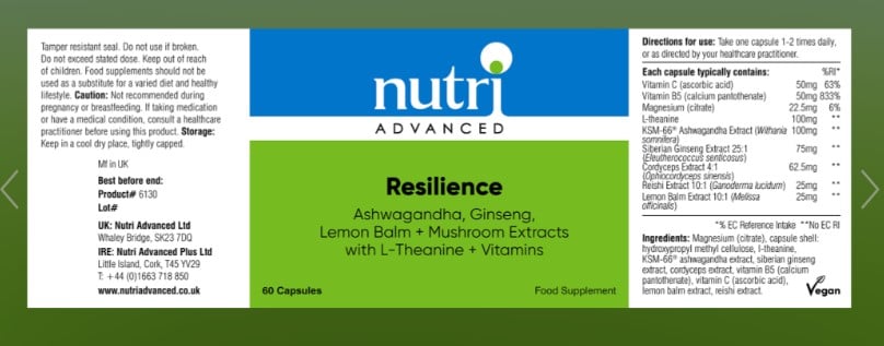 Nutri Advanced Resiliance Label