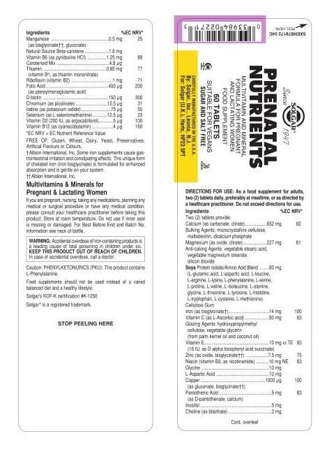 Solgar - Prenatal nutrients