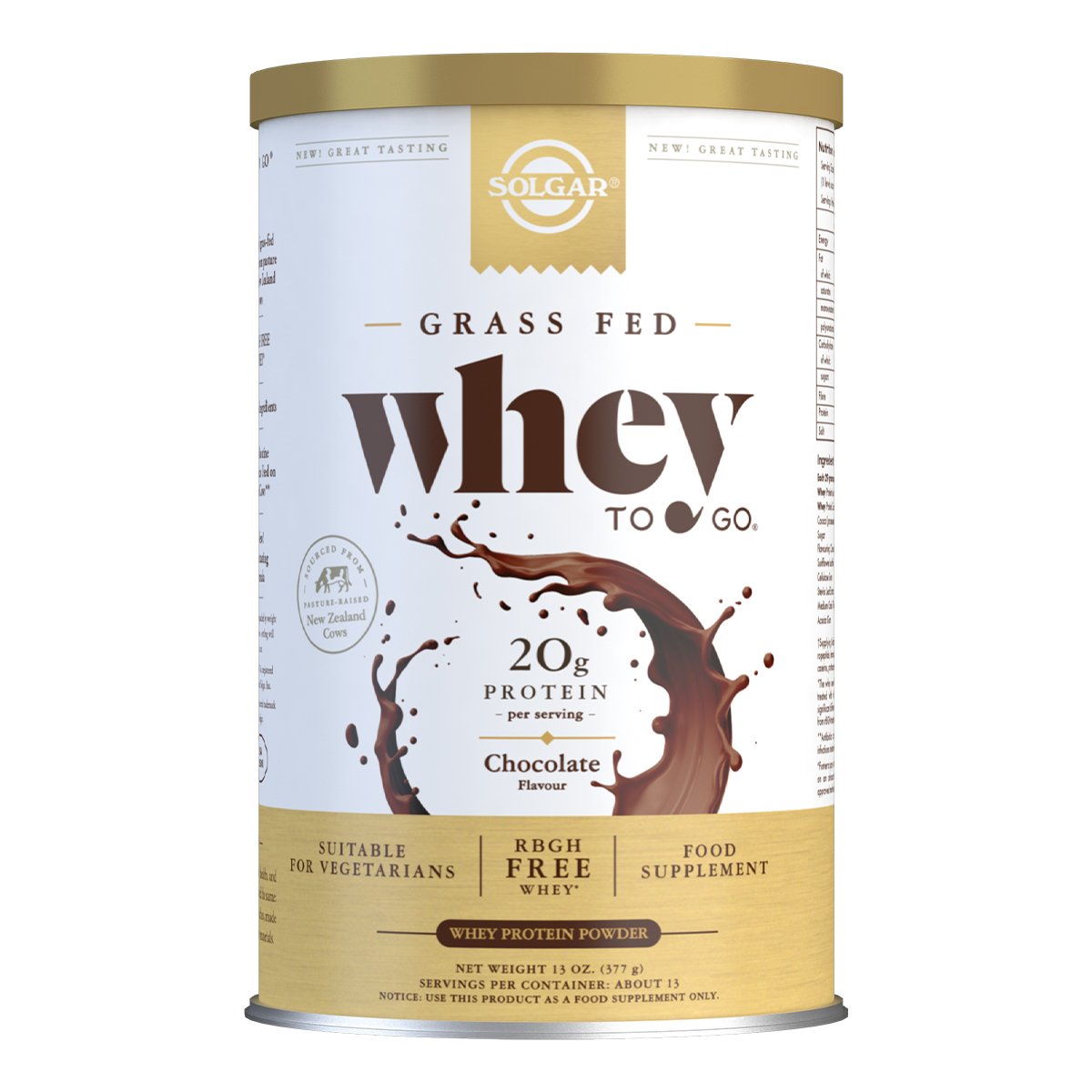 Solgar - Whey To Go® Whey Protein Powder Natural Chocolate Flavour
