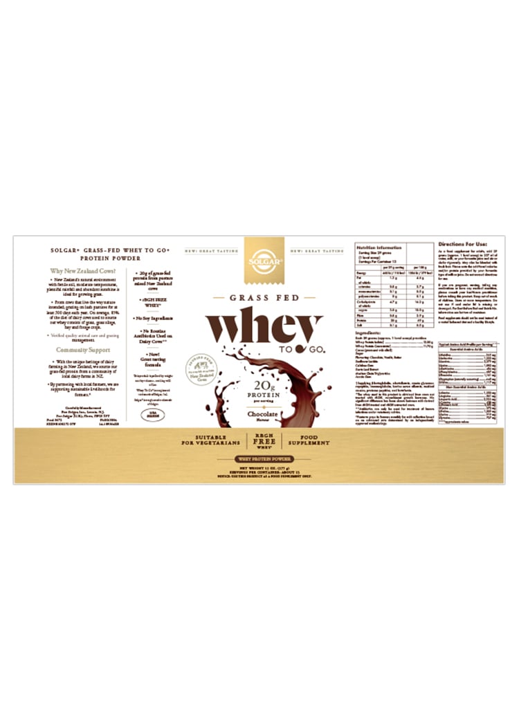 Solgar - Whey To Go® Whey Protein Powder Natural Chocolate Flavour
