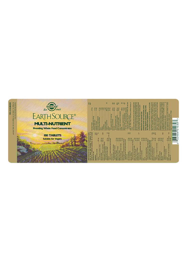 Solgar - Earth Source Multi Nutrient 180 Tablets FREE DELIVERY