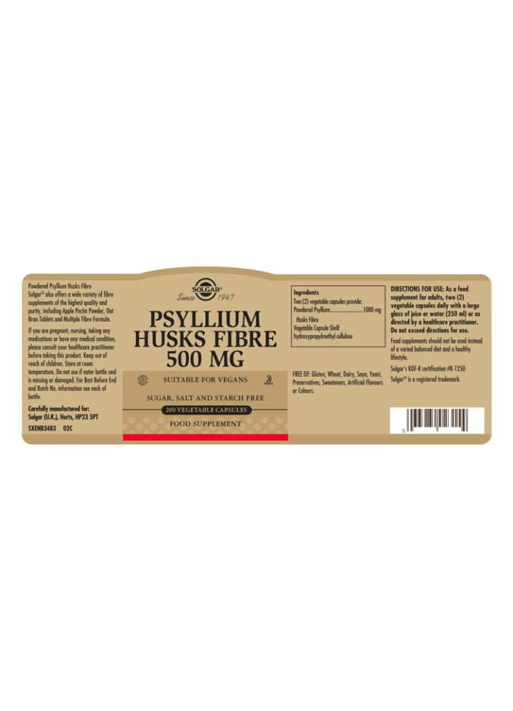 Solgar - Psyllium Husks 500mg 200 Capsules