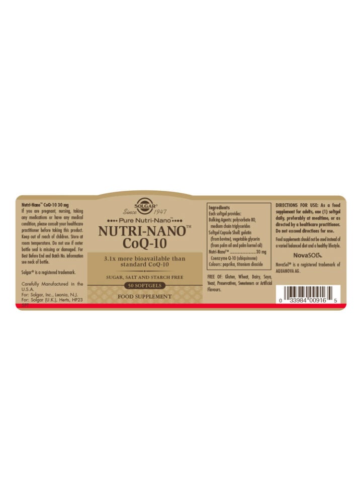 Solgar - Nutri-Nano CoQ-10 3.1x 50 Softgels