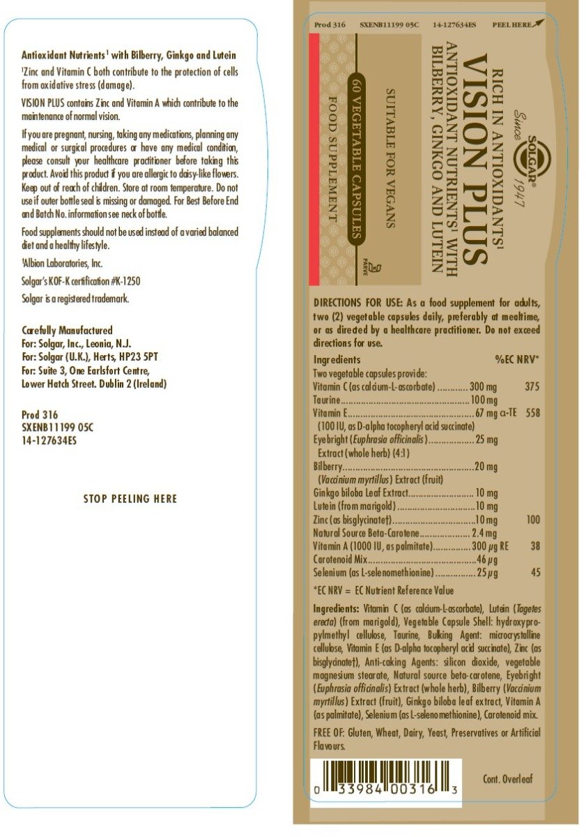 Solgar - Vision Plus Vegetable Capsules